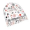 2D Flat Printing Christmas Background with Ho Ho Ho Lettering Adult Knit Beanie with Easy Modern Style Fits Effortlessly Into Seasonal Wardrobes And P