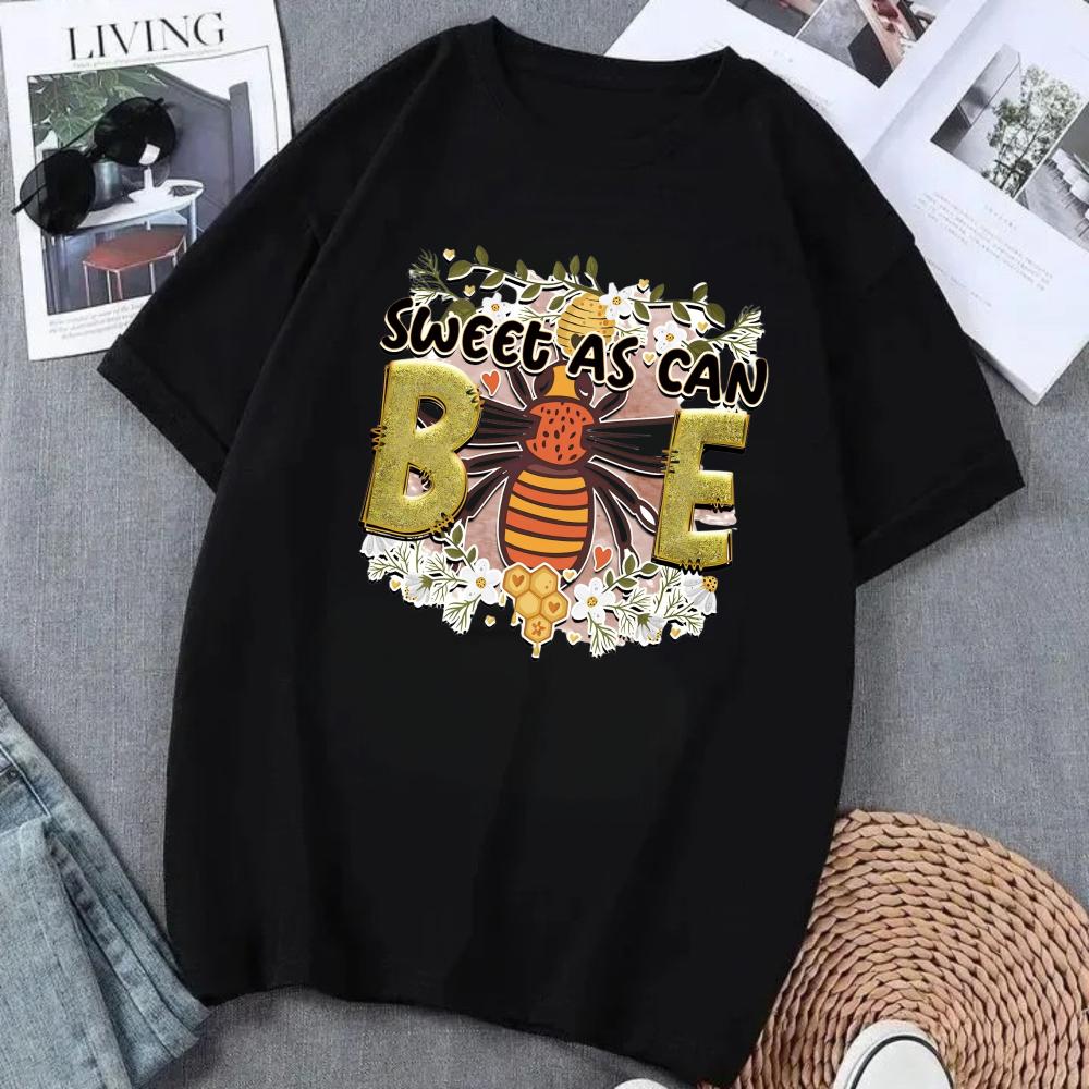 Bee Kind Women Funny Print Tshirt Summer Short Sleeve Black Colors Tops Tee Girl Y2k Harajuku Clothes