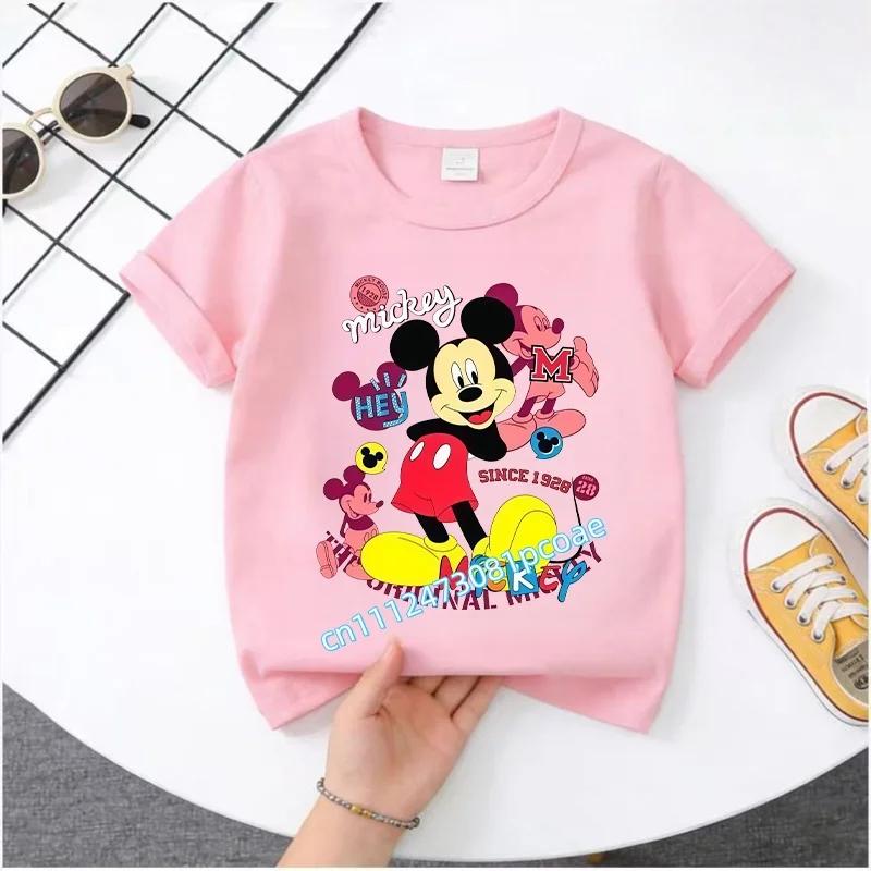 2026 Boys Girls Shortsleeved Printed Tshirt Mouse Cartoon Children 100 Cotton Soft Breathable Loose Sports Comfortable
