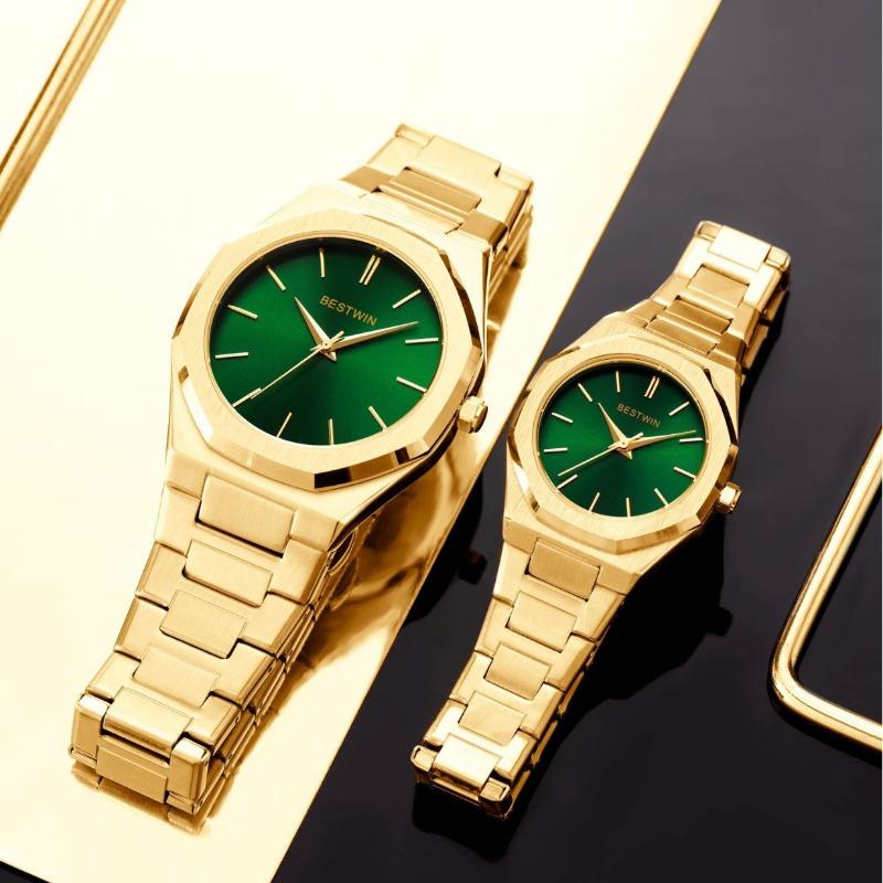 Men's and Women's Watches, Simple Classic Blue-green Couple Quartz Watches