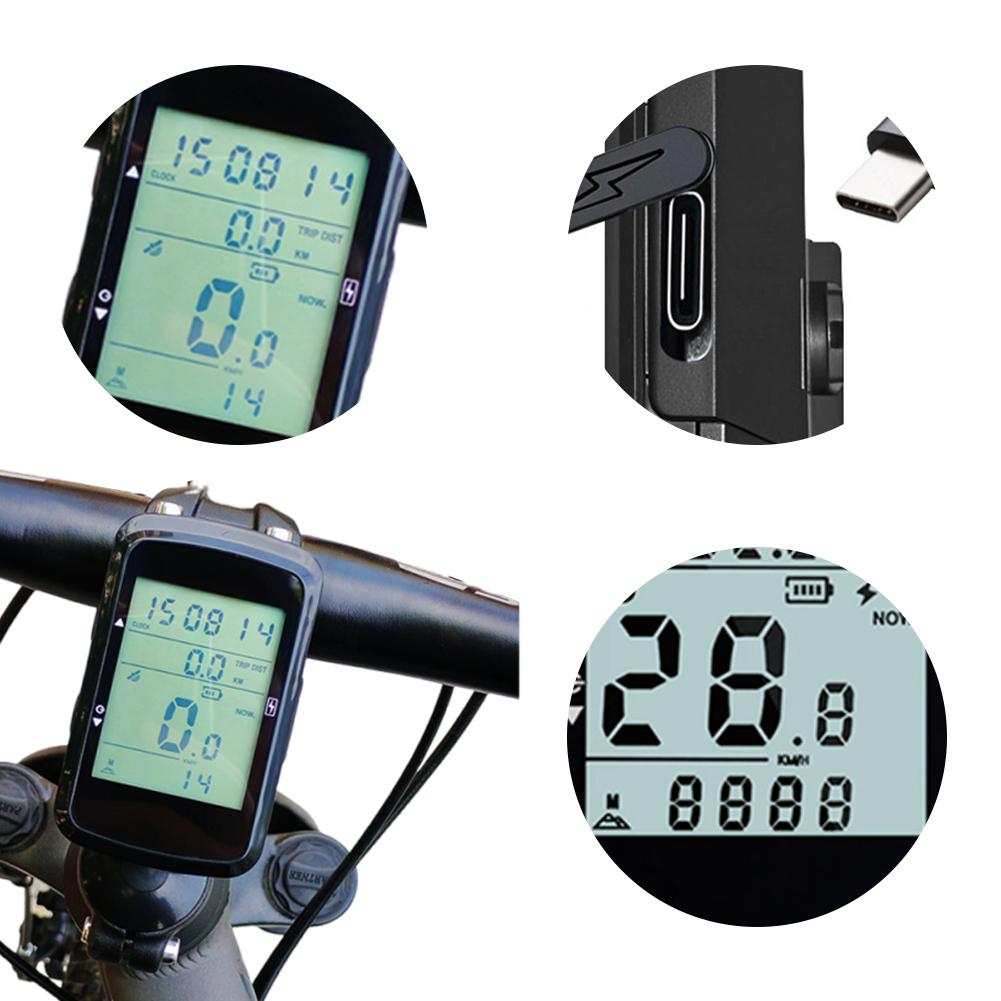 Wireless Bicycle Computer 2.4 Inch Screen GPS Bike Speedometer with Backlight Cycling Odometer Rechargeable for Outdoor Cycling