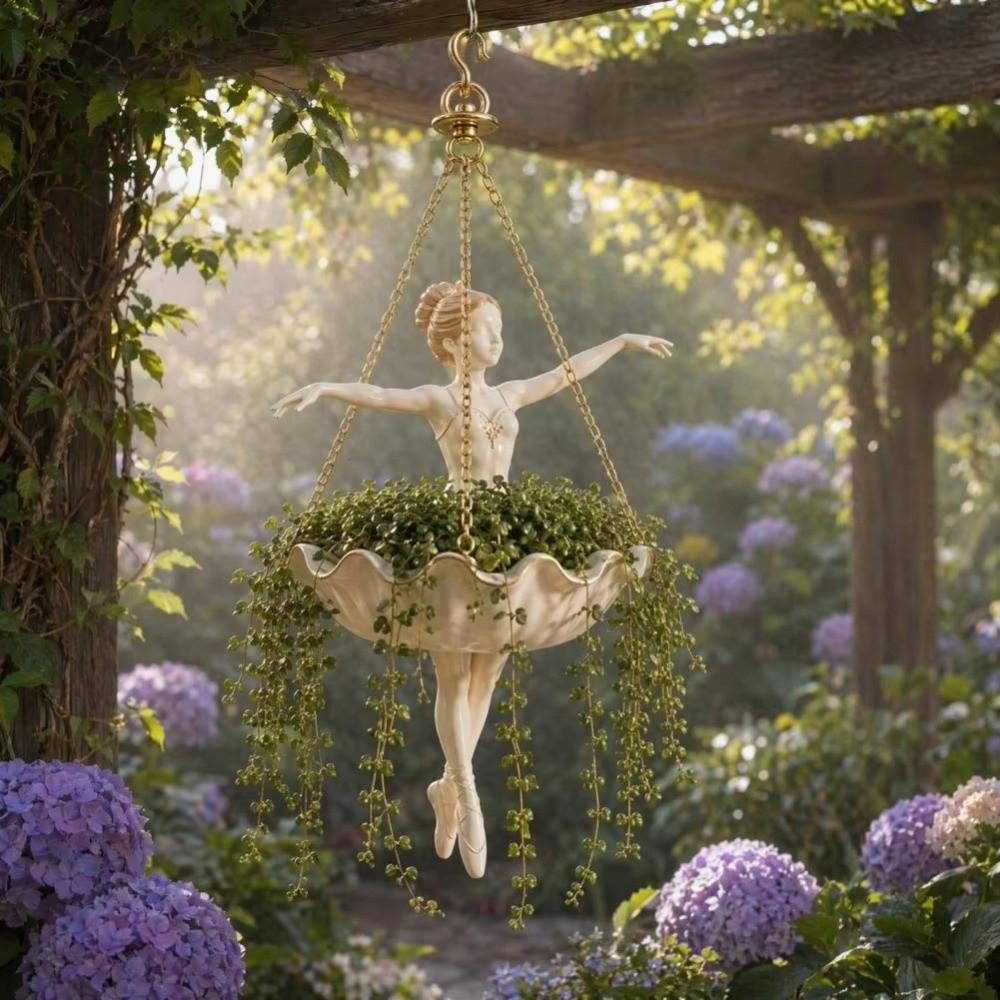 Whimsical Fairy Flower Pot Resin Girl Hanging Plant Basket Flower Container  Cafe Decorations