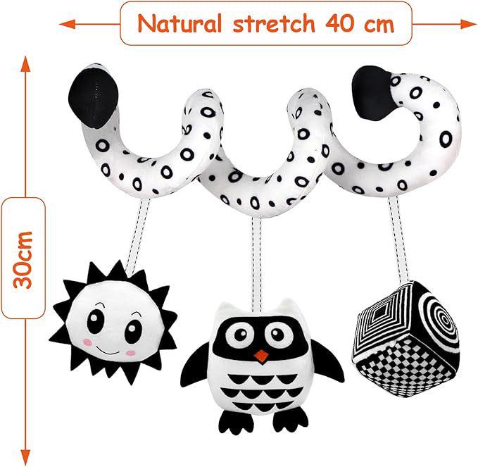Black & White Cartoon Animal Crib Wrap Toy with Bells - Bee Design
