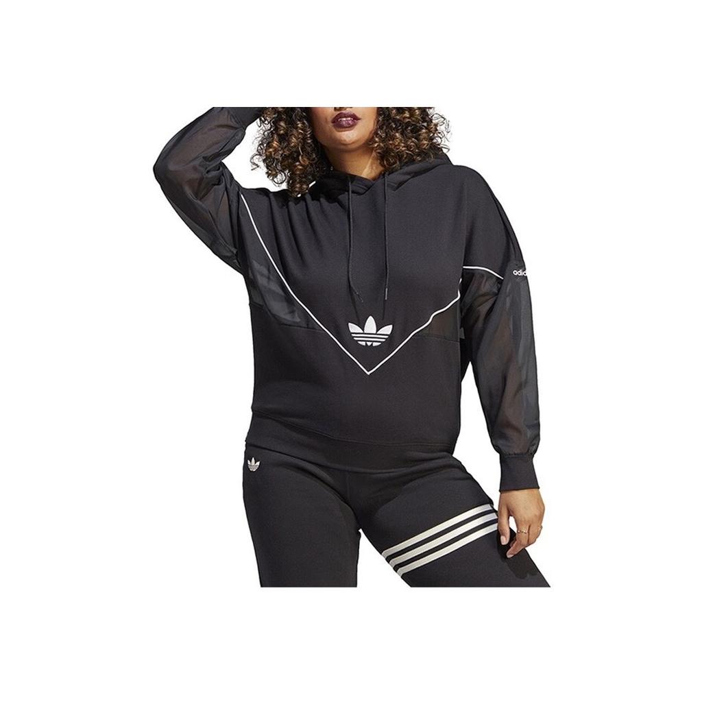 Adidas Originals Trefoil Logo Print Hoodie Women Tops Black IC5380
