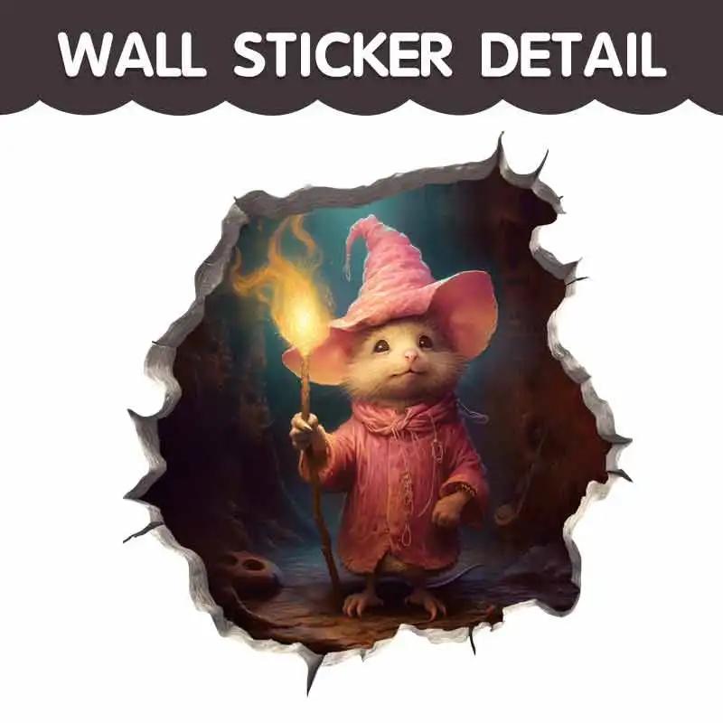 

3D Cartoon Cute Little Mouse Hole Wall Stickers Creative Bedroom Bathroom Vinyl Decals Scratch-Proof Suitcase House Decoration (as the picture,9x10CM)