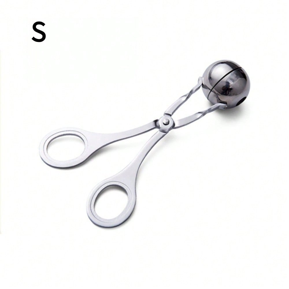 

1pc Stainless Steel Meat Ballers with Anti-Slip Handles None-Stick Meat Baller Tongs Meatball Scoop Ball Makers, Rice Cake Pops Mold серебряный