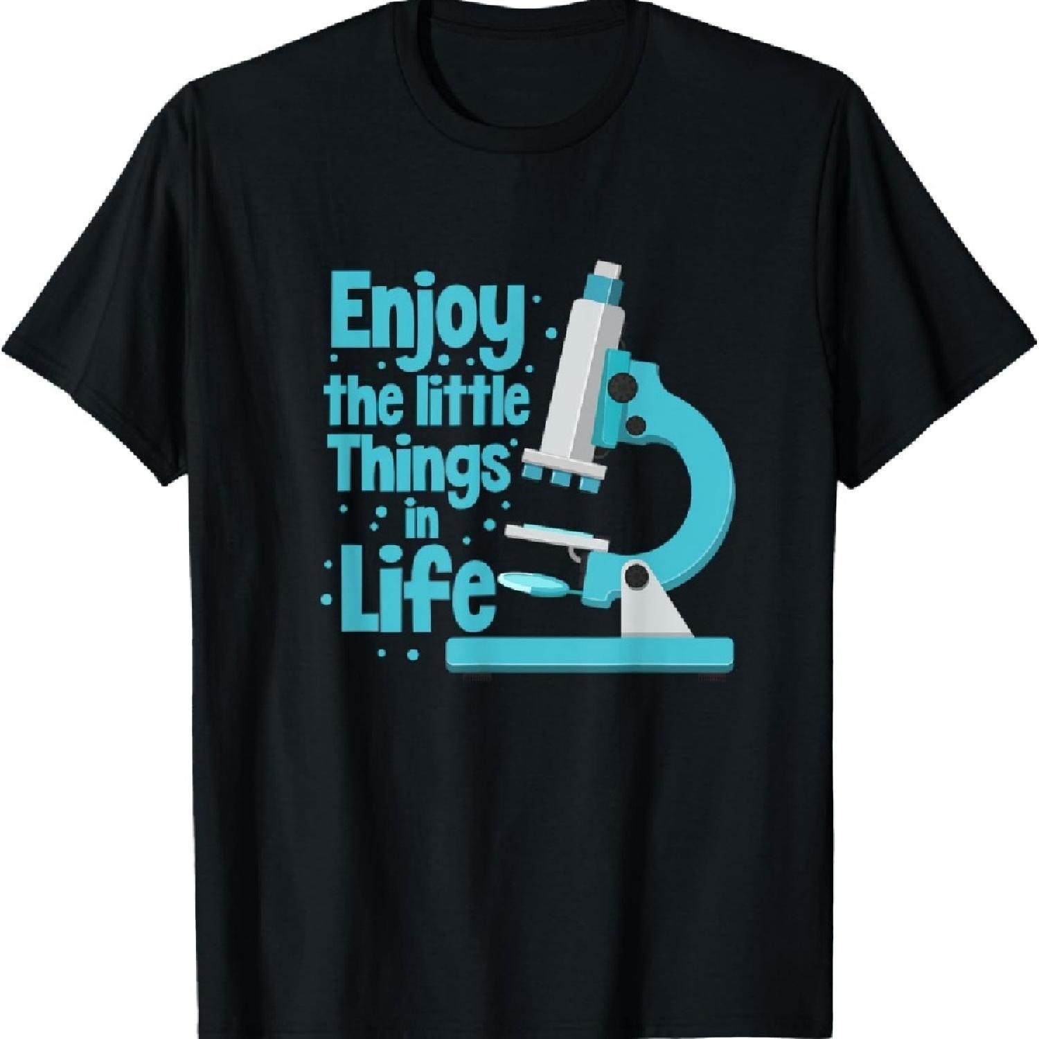 

Enjoy The Little Things In Life Biology Biologist Microscope T-Shirt XXXXXL чорний