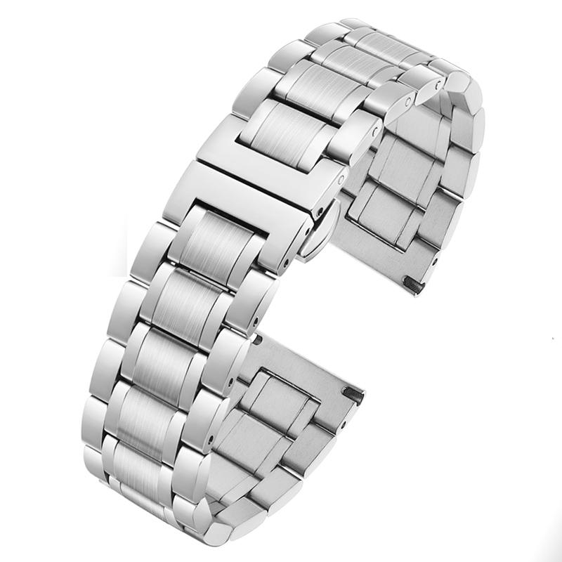 

High Quality Stainless Steel Watchband For Casio Tissot Seiko Citizen Metal Flat/Curved End Strap Bracelet Watch Chain 20mm 22mm 14mm