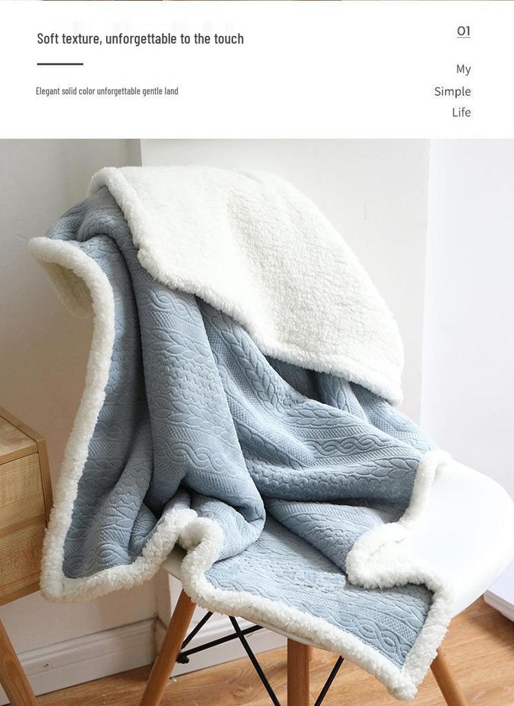Flannel Embossed Shawl Blanket: Light Luxury, No Pilling, No Fading, Machine Washable, Ideal for Naps & Air Conditioned Spaces.