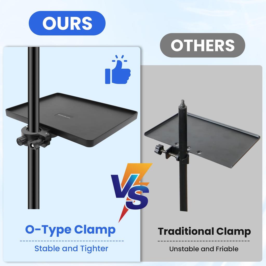 X-STYLE Metal Microphone Stand Tray, Music Stand, and Accessories Holder for Sheet Music, Smartphones, Tuners, and Picks, Black (220165cm)