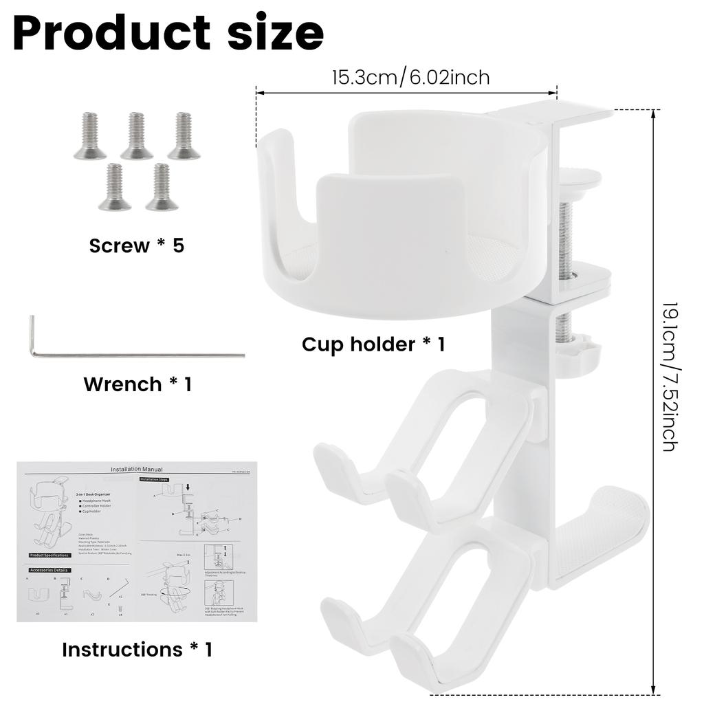 Desk Cup Headphone 2 In 1 Holder Universal Gaming Headset Hanger Mount Desktop Computer Desk Fixed Cup Holder Drink Cup Mug Rack