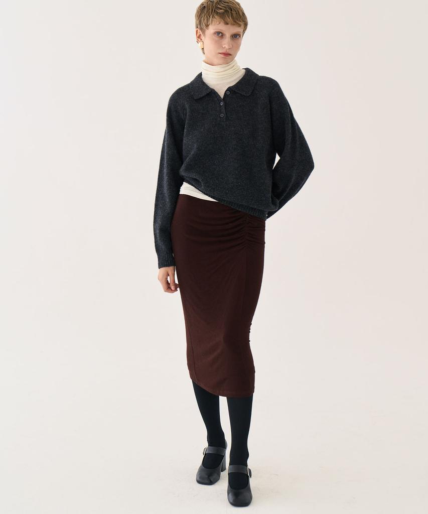 GRIDAJ Polo Knit Sweatshirt _ Charcoal