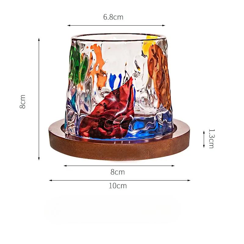 Creative Hand Drawn Spinning Tumbler Whiskey Glass, Colorful Decompression Gyro Glass