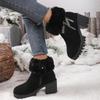Fluffy Fur High Heel Ankle Boots with Platform Women 2025 Winter Thick Bottom Furry Snow Boots Warm Short Plush Woman's Shoes