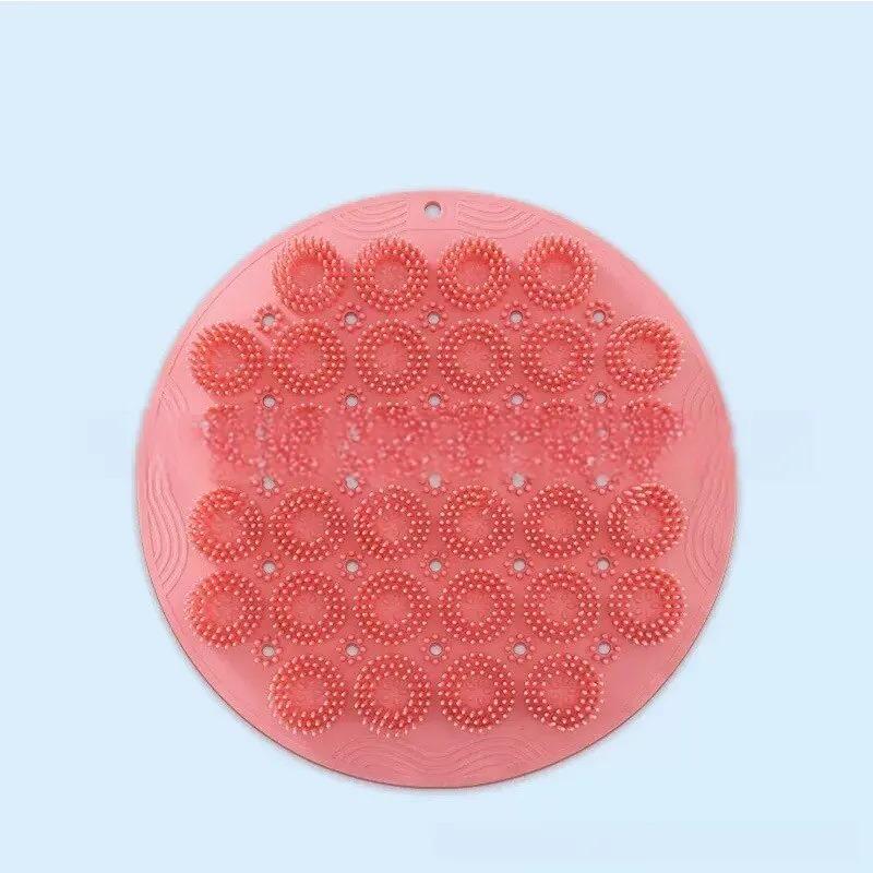 1 Piece of Silicone Suction Cup Back Scrubbing Brush, Round Design, Bathroom Non-slip Foot Massage Artifact, with Strong Suction