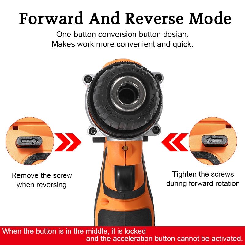 Electric Drill Dual Speed 16.8V Lithium Cordless Drill Multi-function Electric Screwdriver Power Tool 2 Li-ion Battery