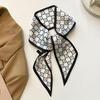 Black Printed Series Silk Scarf Hair Band Ribbon Tied-Up Hair Long Bow Vintage Satin Ribbon Neckerchief Hair Accessories