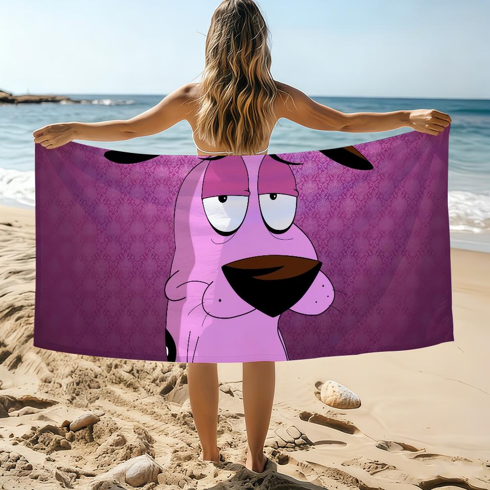 

Cartoon C-Courage the C-Cowardly Pink Towel Beach Towel Oversized Quick Dry Towel Absorbent Soft Swim BeachTowels for Men Women W40*H60(CM)