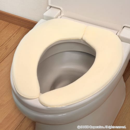 Sanko Soft, Non-Slip Toilet Seat Cover, 9mm Thick, Ivory, Made in Japan, Deodorizing, Washable, KC-70