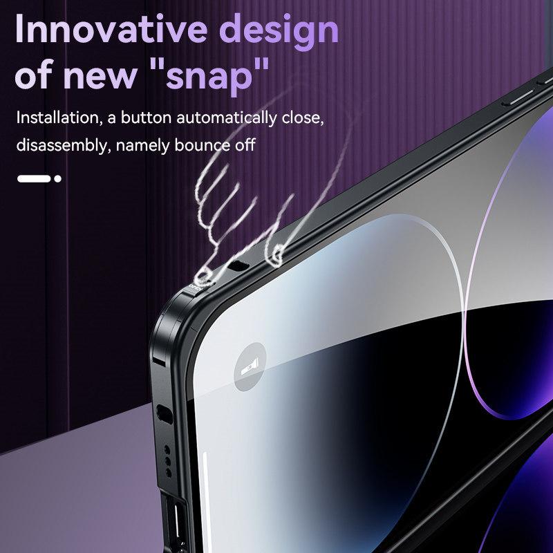 Luxury Spring Buckle Frosted Metal Bezel Magnetic Suction Wireless Charging Phone Case Suitable for iPhone 14 13 12 Pro Max Fall Protection Cover