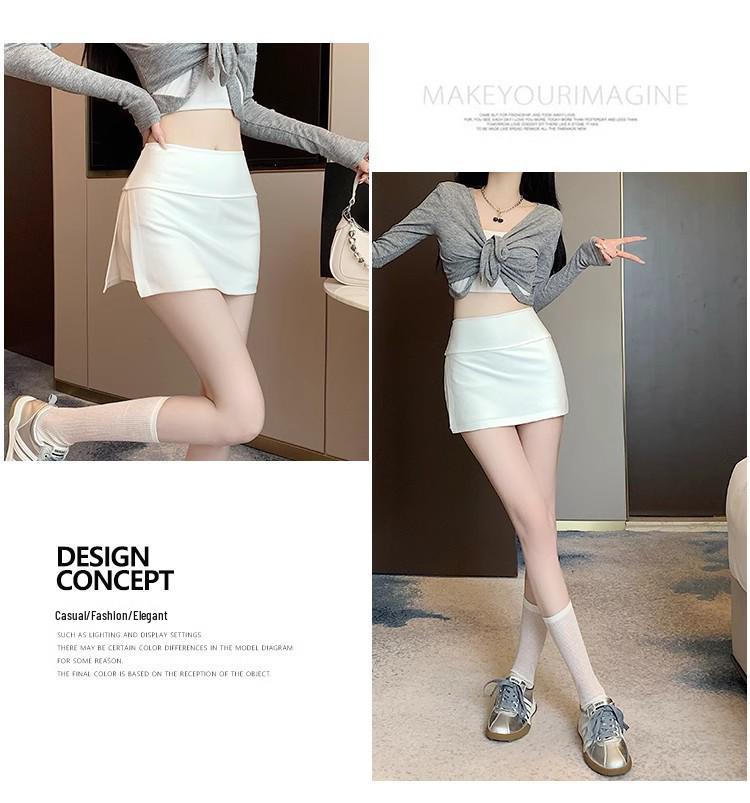 High-Waisted A-Line Short Skirt - Women's Spring Fashion with Anti-Exposure Style and Patchwork Design