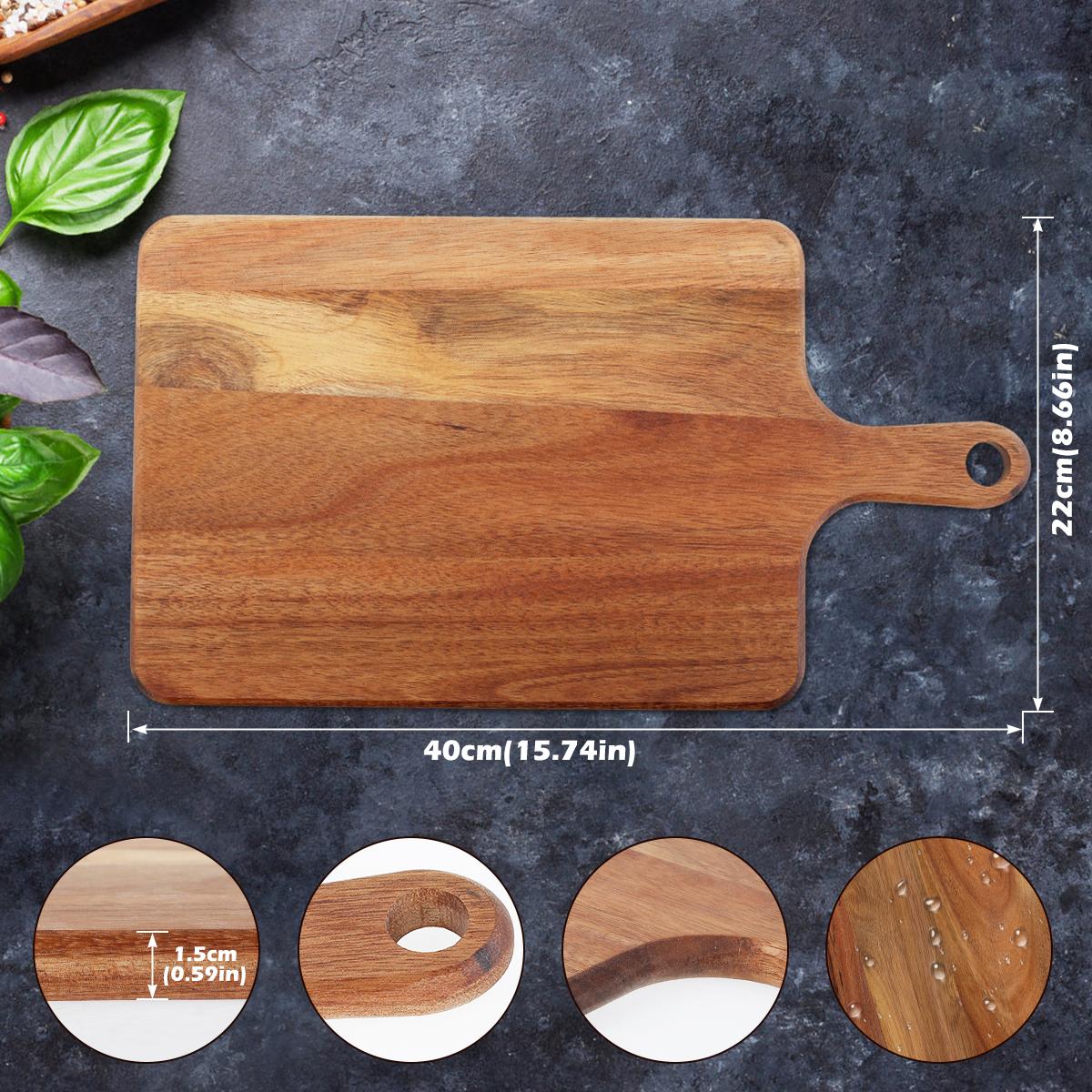 

Wood Cutting Board Round/Rectangular Charcuterie Board with Handle Portable Dinner Plate Serving Tray Kitchen Chopping Board