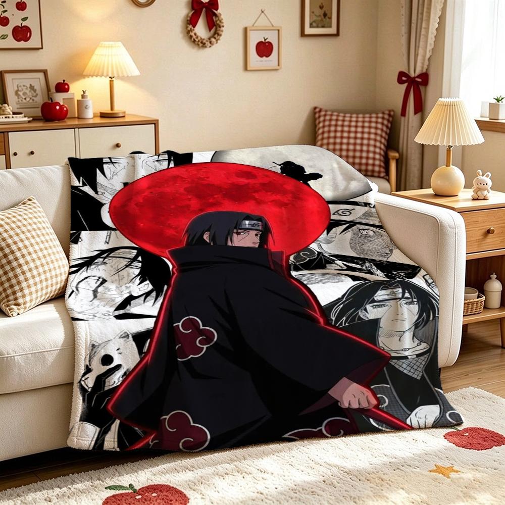 Itachi'S Moon Night Cartoon Flannel Blanket Warm Comfortable Fleece Blanket For Living Room Bedroom Recliner Lightweight Home Decor Gift For Friends
