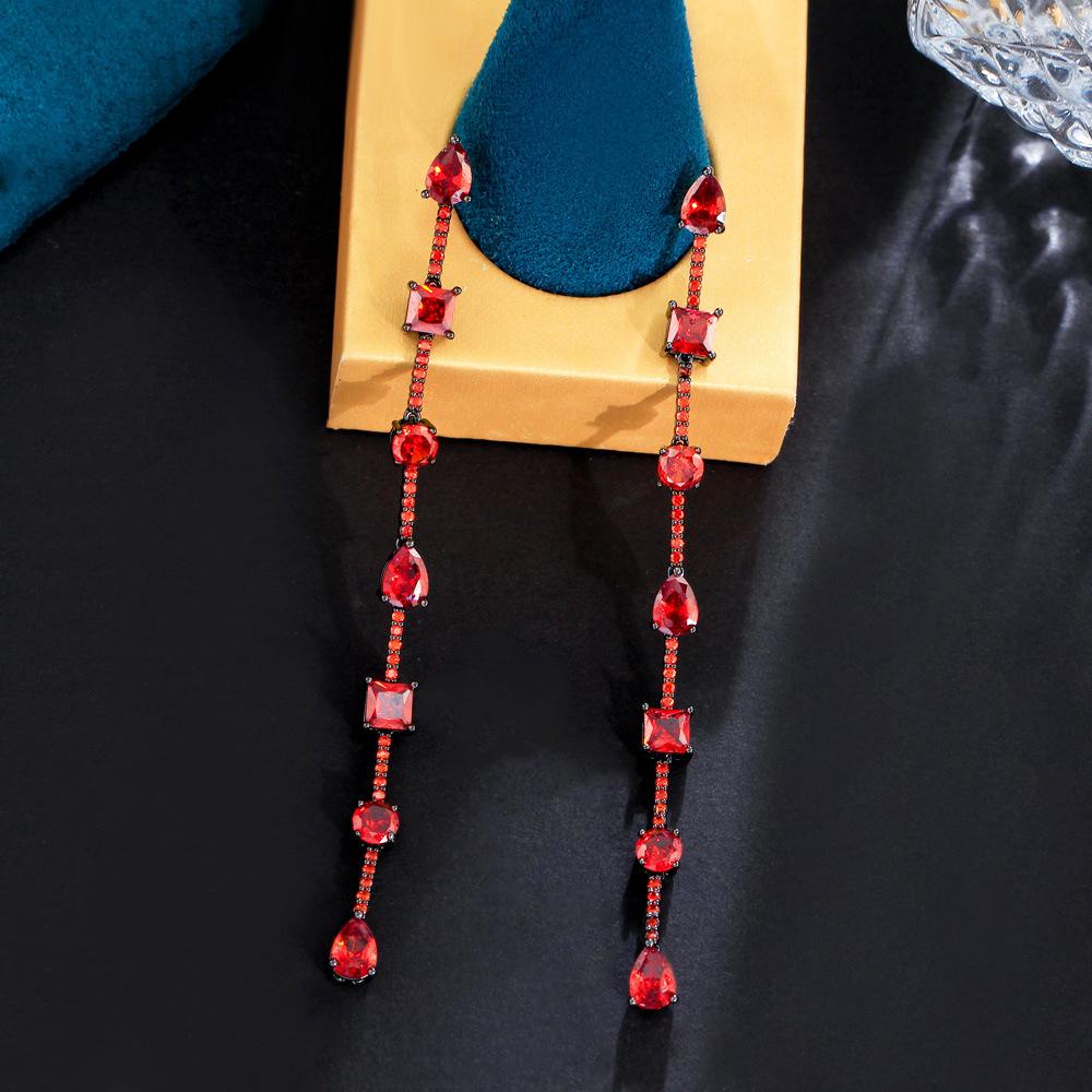 

Очень длинные асимметричные серьги геометрической формы, темперамент иглы, очень длинные циркониевые украшения для ушей