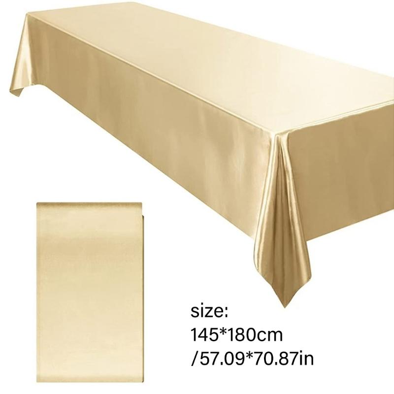 Satins Banquet Tablecloth 57 X 71 Inch Rectangular Draped Table Cover with Smooth Silky Fabric for Wedding Reception Decors