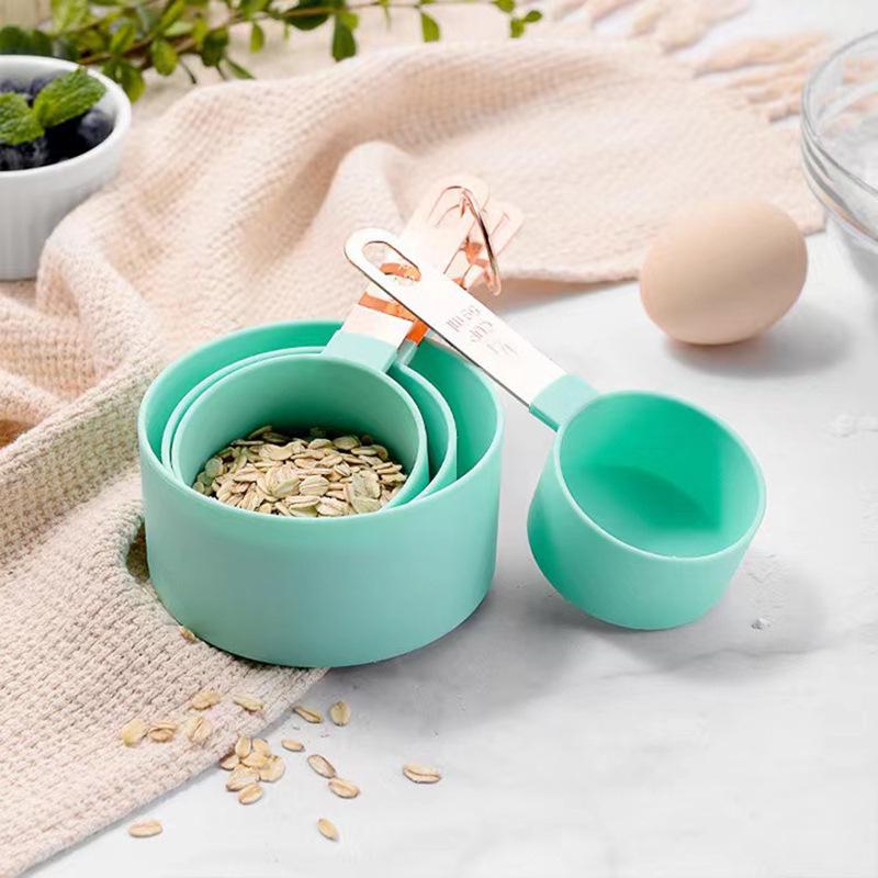 Stainless Steel & Plastic 8-Piece Measuring Cup & Spoon Set with Scale for Baking
