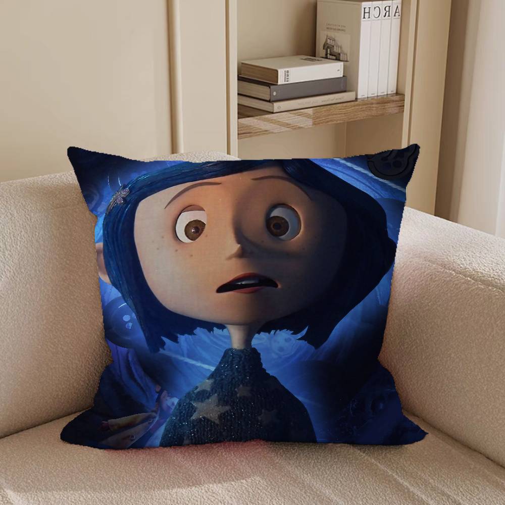 Anime Coralin Povlak na polštář Odnímatelný omyvatelný potah na polštář – Celoroční měkké lněné