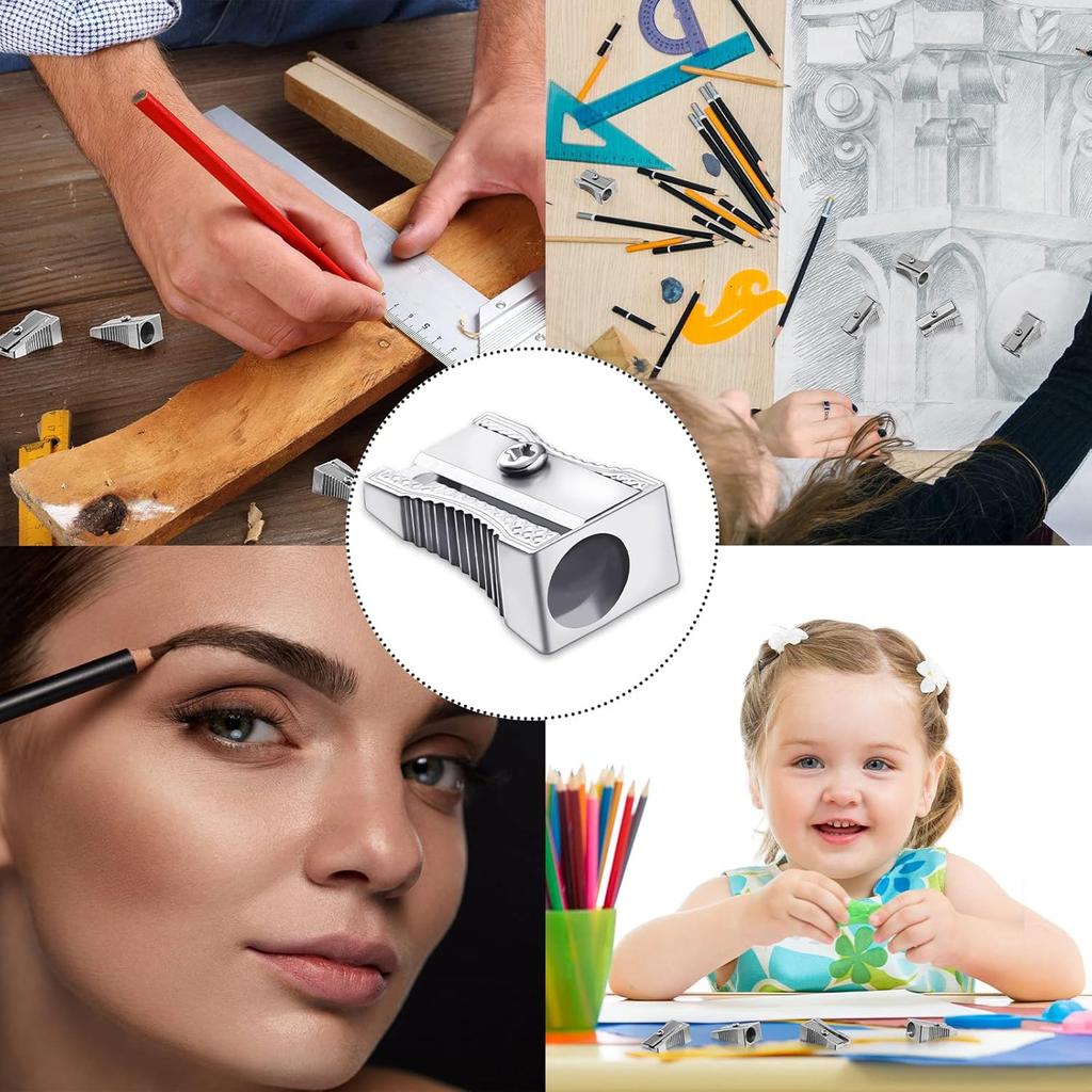 Fumete 96 Pcs Metal Mini Pencil Sharpeners Bulk Handheld Metal Pencil Sharpeners Single Hole Aluminum Alloy Manual Sharpener Bulk for School Office