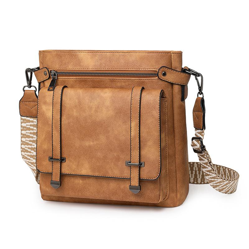 Multi-pocket Tote Bag for Travel Ladies, Retro Single-shoulder Multi-functional Crossbody Bag with PU Design for Commuting