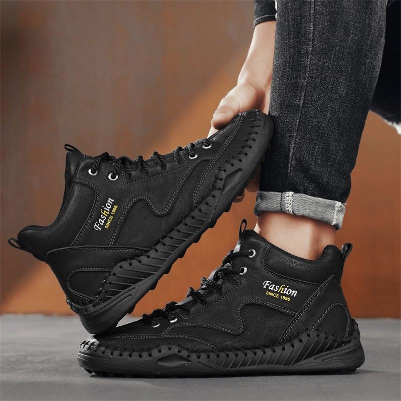 38-47 Übergröße Herrenschuhe Handgenähtes Leder Herrenstiefel Spaltleder Freizeitlederschuhe Herren Stiefeletten