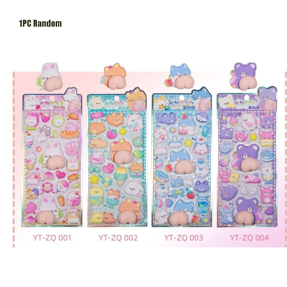 

New Stereoscopic Effect 3D Bubble Foam Stickers Cartoon Soft Happy Buttocks Stickers Stress Relief Fart Peach Sticker DIY Crafts
