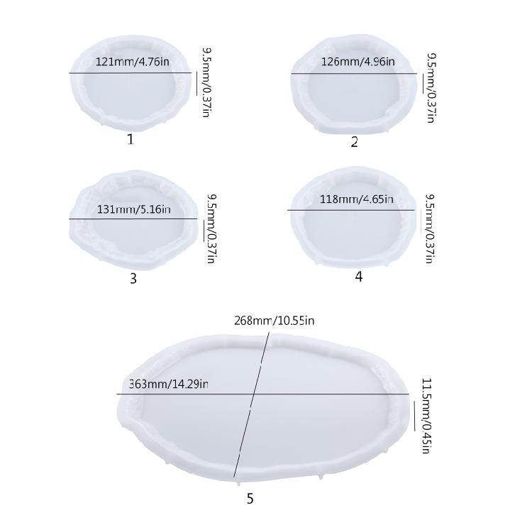 5Pcs Irregular-shaped Epoxy Silicone Molds Tray Casting Mould for DIY Casting
