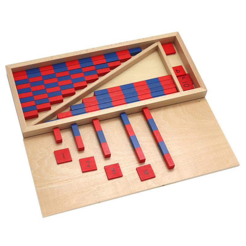 Montessori Math Teaching Aids: Small Wooden Red & Blue Number Rods for Number Concept Cognition and Education