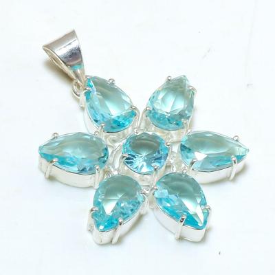 925 Sterling Silver Swiss Blue Topaz Gemstone Handmade Pendant Jewelry Star Pendant Jewelry Star Pendant Jewelry For Girls Womens