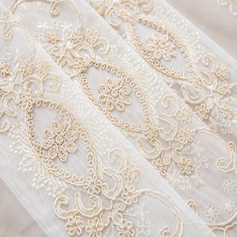 1PC Modern Embroidered Floral Pattern Sheer Curtains, Rod Pocket Design, Machine Washable Polyester Mesh Drapes for Living Room Bedroom