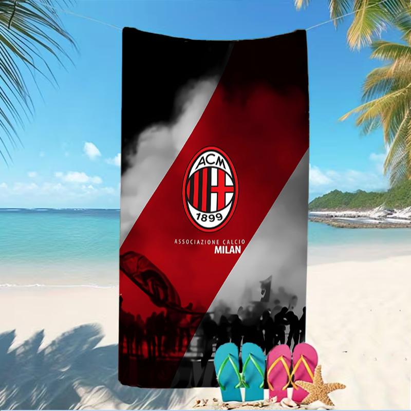 Beach Towel with Associazione Calcio Milan Pattern - soft,absorbent,machine washable Lightweight&Modern,swimming,Travel Essentials
