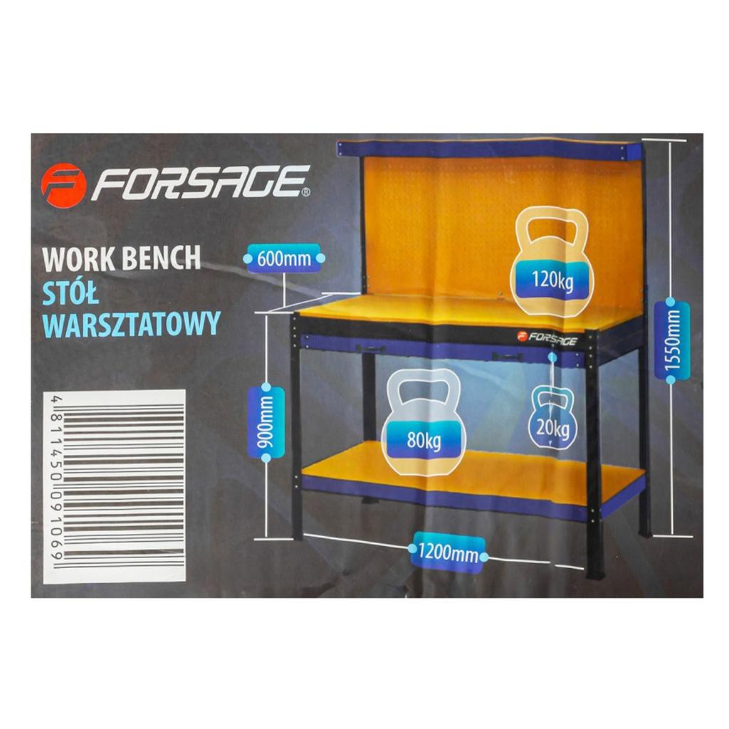 Forsage 120 cm tool workshop workbench with drawer and wall
