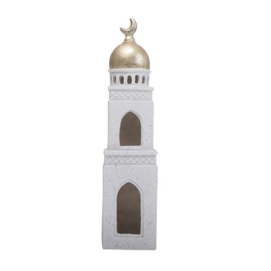 Ramadan Resin Art Statue Islamic Mosque Cultural Ornament Handcrafted Mosque Models Tower Decoration for Eid Home Office Ramadan Mubarak Gift