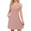 Women's Casual Fashion Breathable Solid Color Vest Dress With Pockets