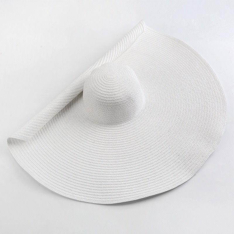 Ladies Beach Hat Fashion Large Wide Brim Sun Hat Roll Up Foldable Summer Beach Hat Big Eaves Sun Protection
