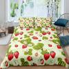Strawberry Duvet Cover Set Girl King Size Comforter Cover Set Red Strawberry Bedding Set Food Fruit Quilt Cover for Kids Gift