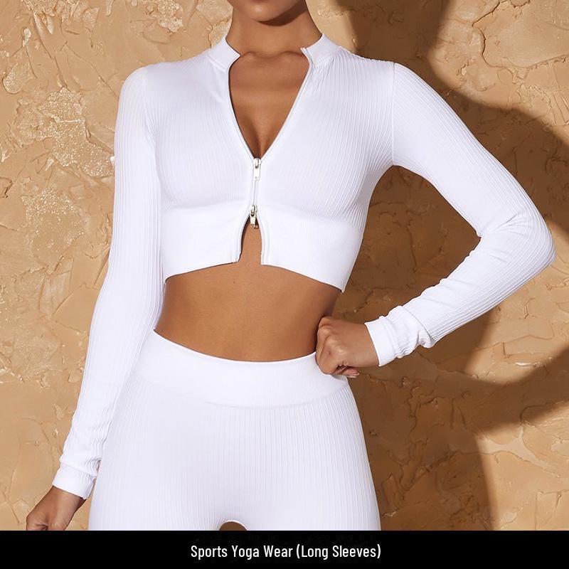 Seamless European and American Yoga Outfit: Sports Underwear, Long Sleeve Vest, and High Waist Pants for Women