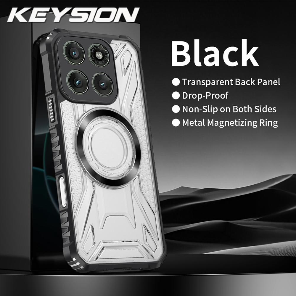 KEYSION Transparent Magnetic Case for Motorola Edge 60 Pro 5G Silicone+PC Shockproof Phone Back Cover for for Edge 60 Fusion 60S