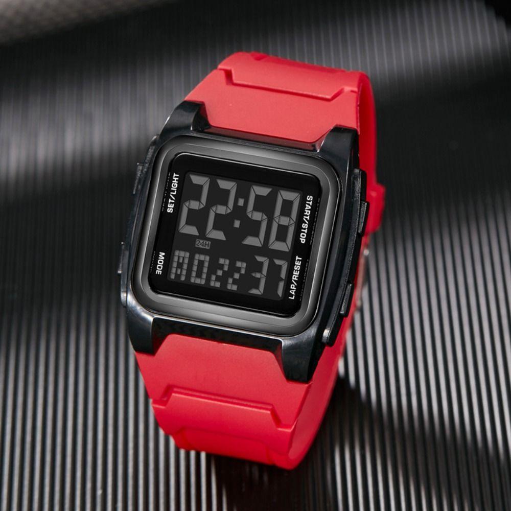 LED Display Sports Digital Watch Multifunction Glow-in-the-dark Electronic Wristwatch Stopwatch Square Quartz Watch For Men Kids