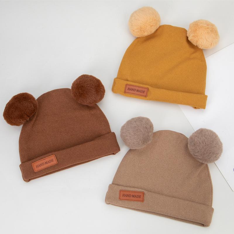 Wolle Baby Mütze Hut Herbst Winter Baby Mütze für Mädchen Jungen Bommel Kinder Hut Säugling Motorhaube Kleinkind Zubehör 1-3y