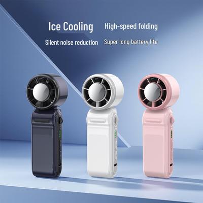 Handheld USB Rechargeable High-Speed Fan with Digital Display & Ice Pack